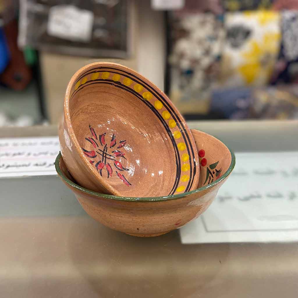 کاسه سفالی طرح گلدار