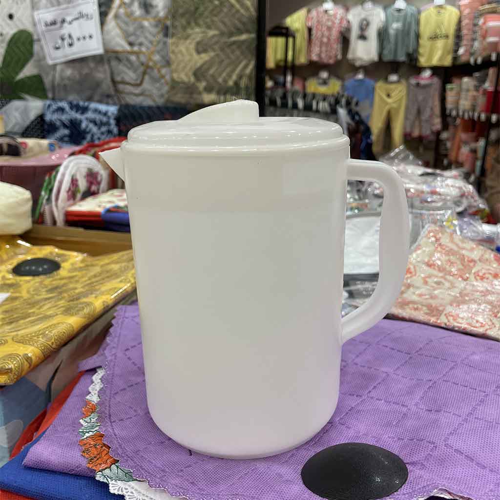 پارچ اب سفید مات درب دار پلاستیکی