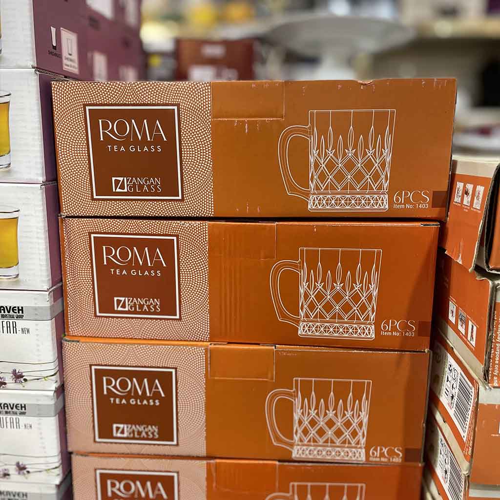 لیوان زنگان گلس مدل Roma  بسته 6 عددی