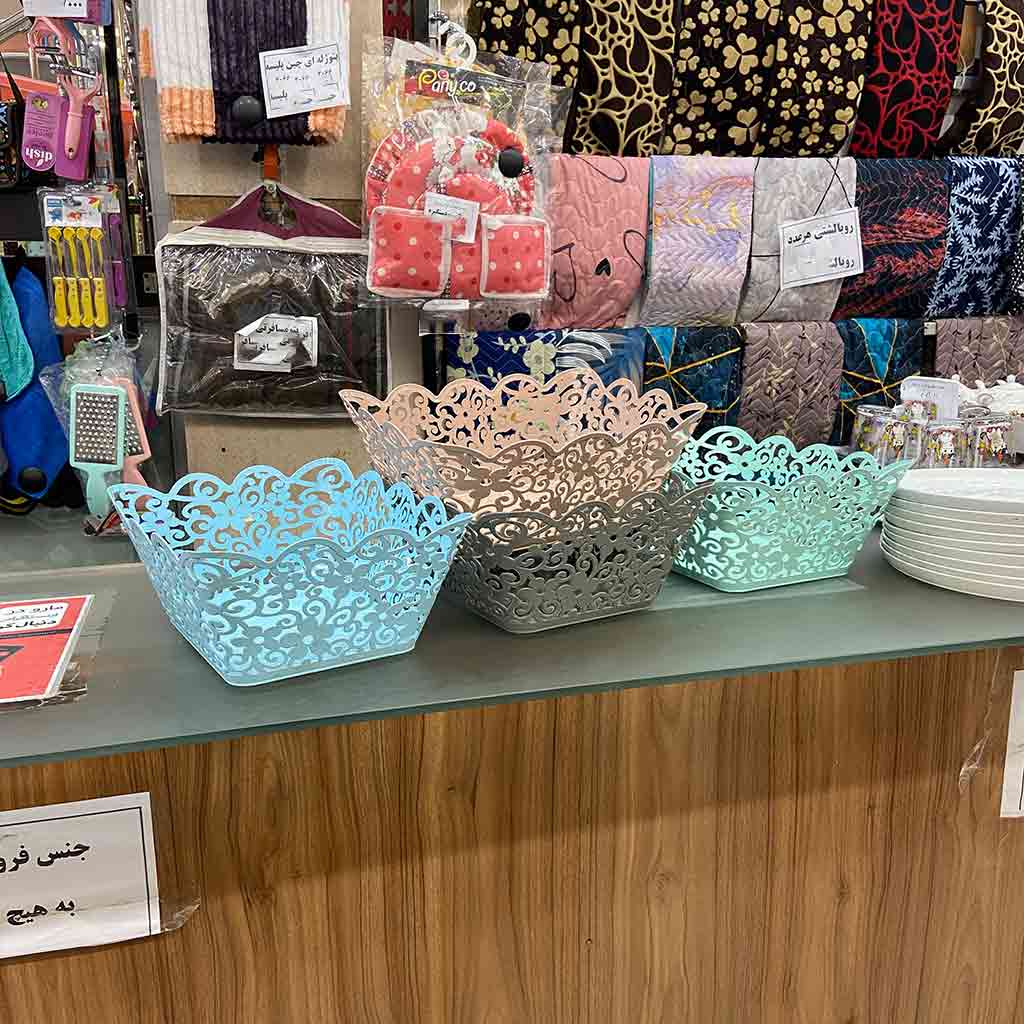 سبد میوه مستطیل طرح گل