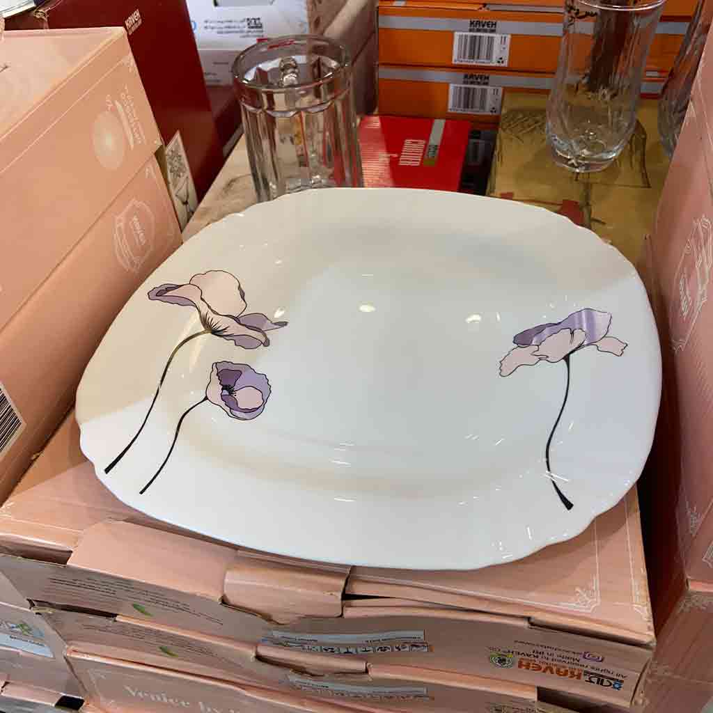 بشقاب چهار گوش پیچ طرح نازلان بنفش