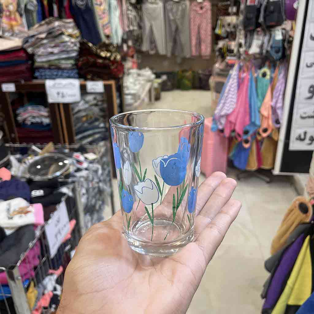 لیوان لاله آبی شیشه ای ساده