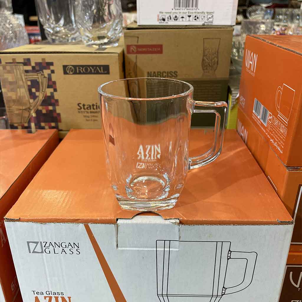 لیوان زنگان گلس مدل آذین بسته 6 عددی