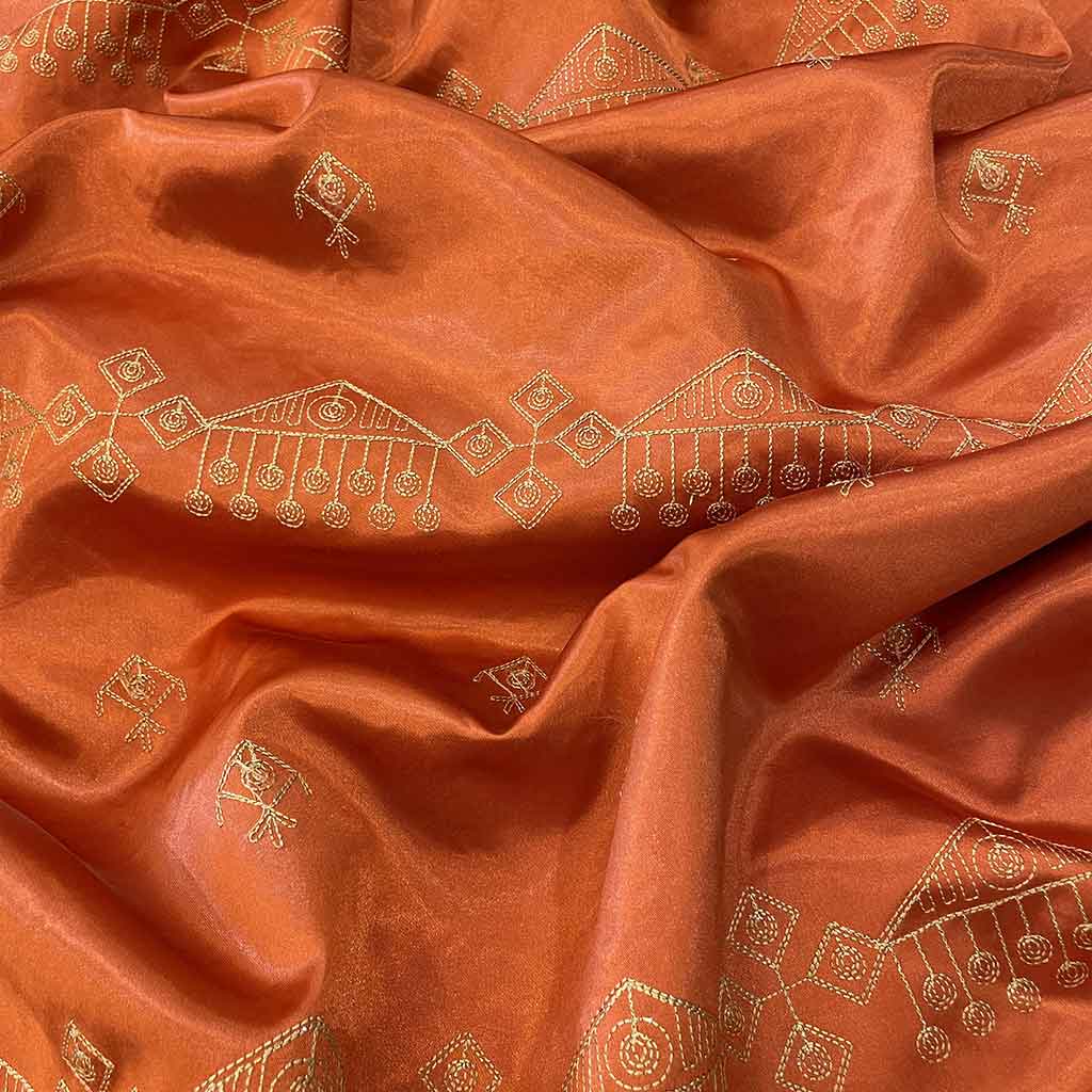 پارچه سوزن دوزی طرح خانه نارنجی