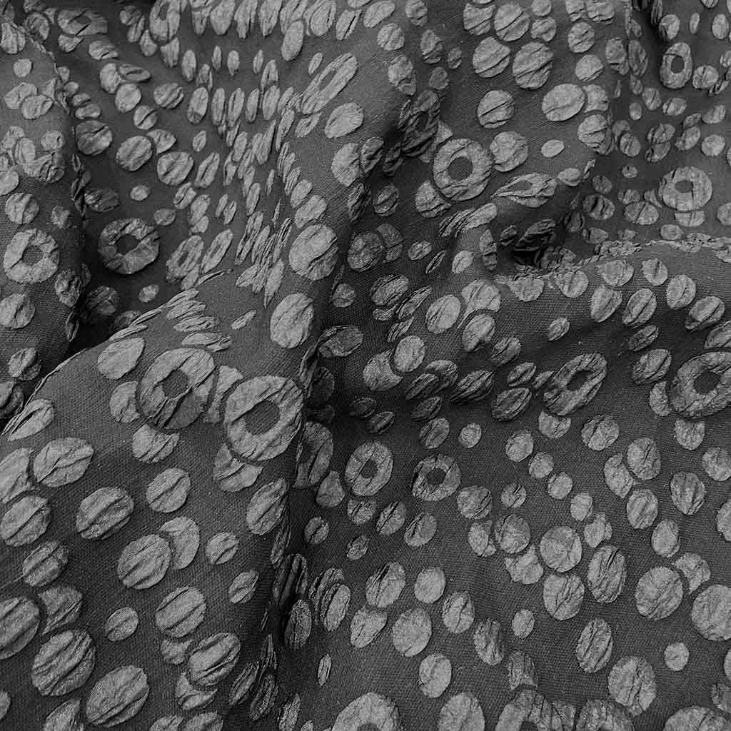 پارچه ژاکارد طرح دایره ای مشکی