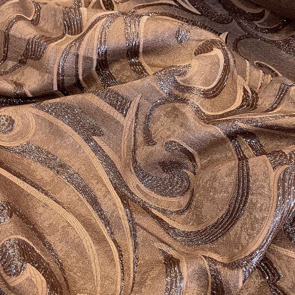 پارچه ژاکارد طرحدار قهوه ای