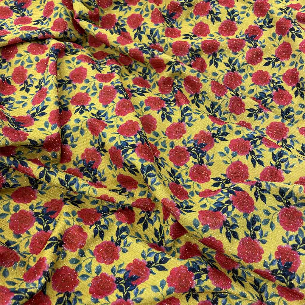 پارچه لمه طرحدار مدل گل قرمز