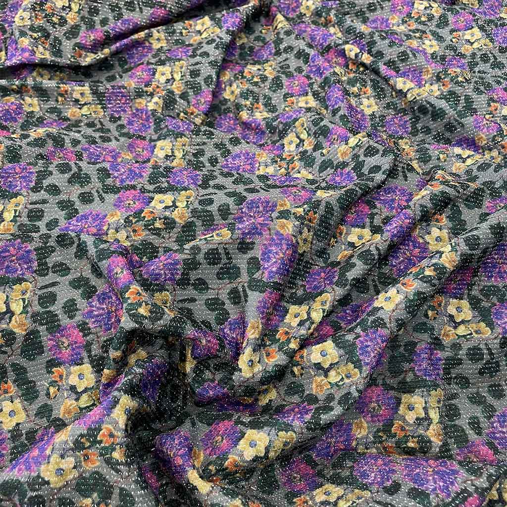 پارچه لمه طرحدار مدل گل بنفش