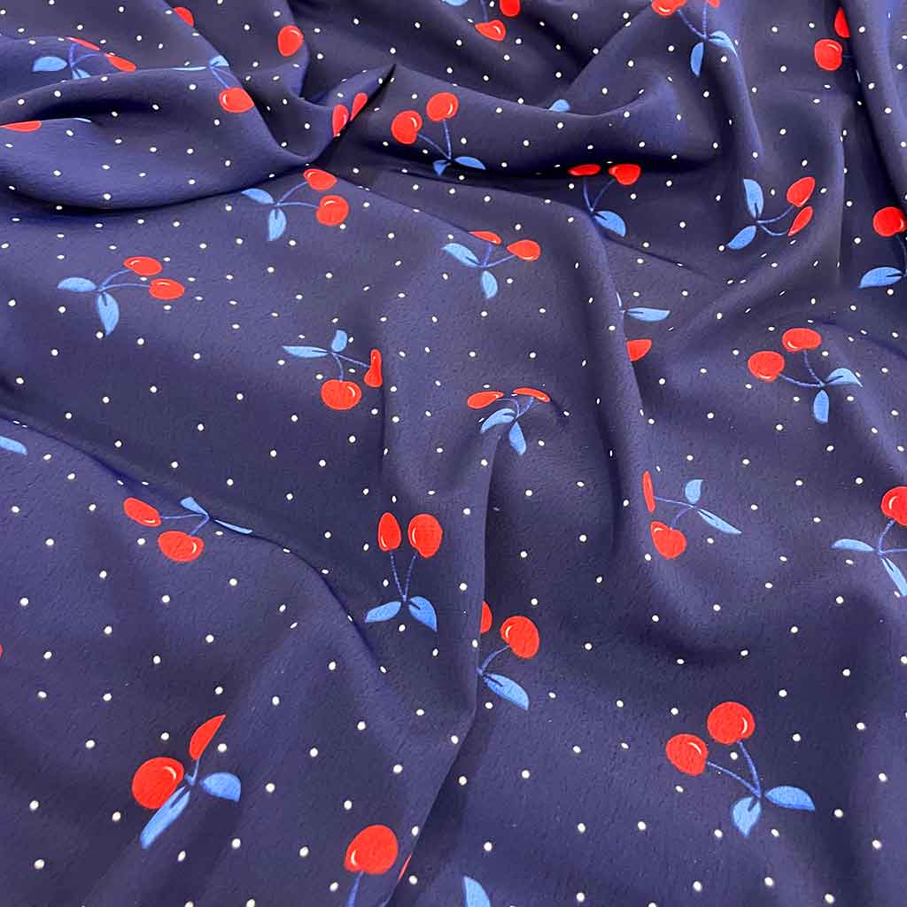 پارچه نخی طرحدار آلبالو گیلاس