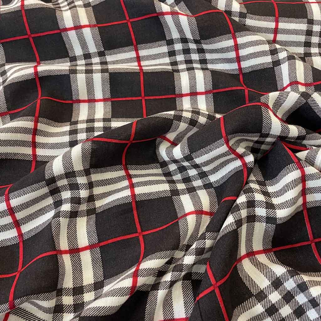 پارچه نخی طرح چهارخانه خط قرمز