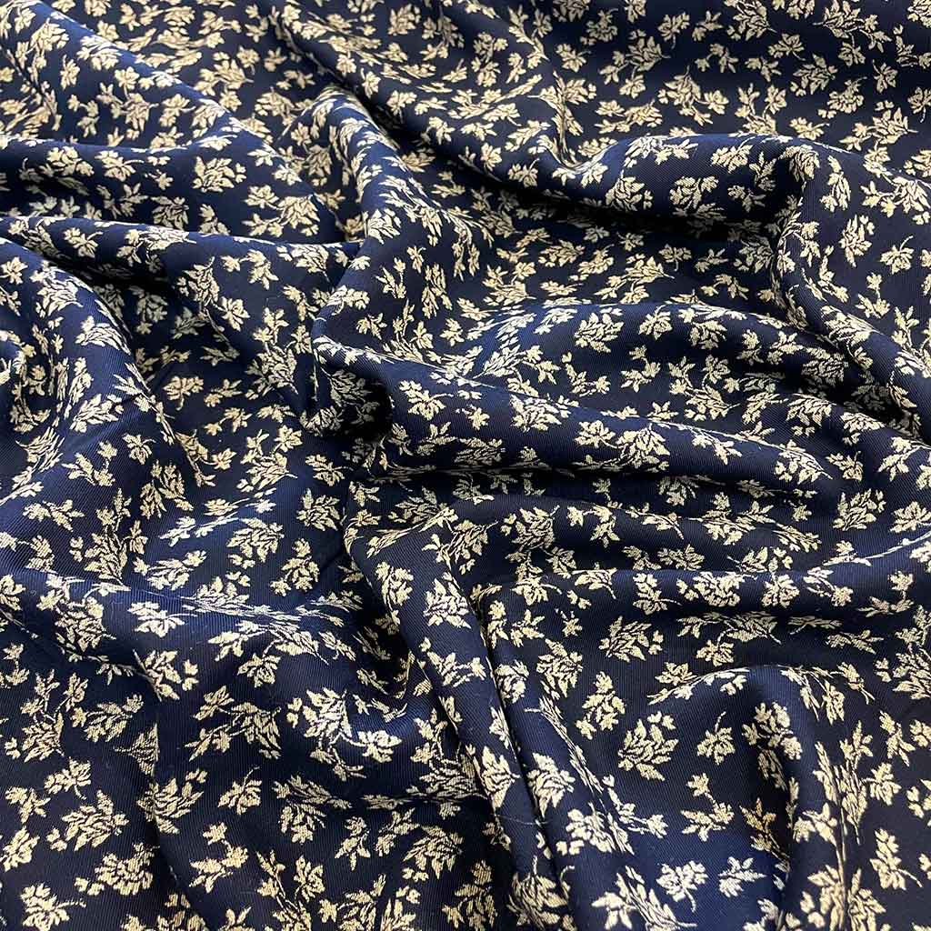 پارچه نخی سورمه ای گل ریز