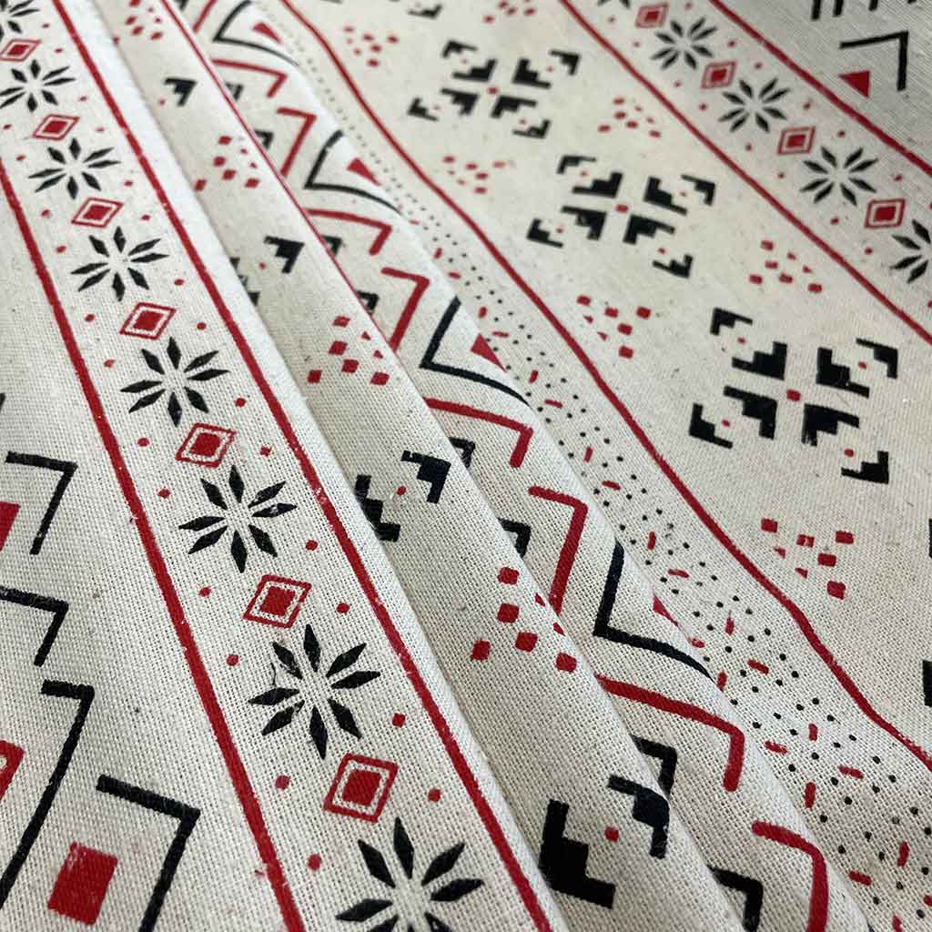 پارچه لنین طرحدار شلوغ