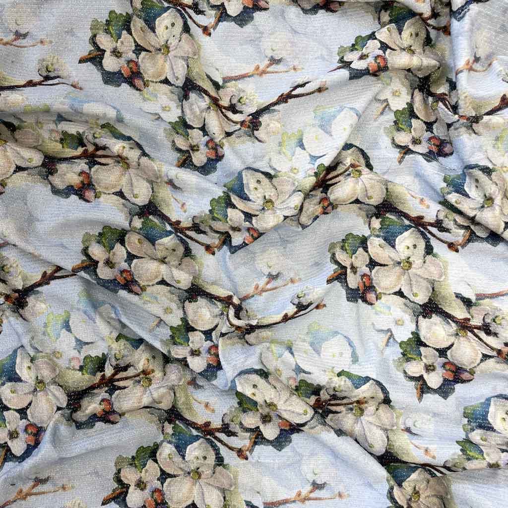 پارچه لمه طرحدار شکوفه سیب