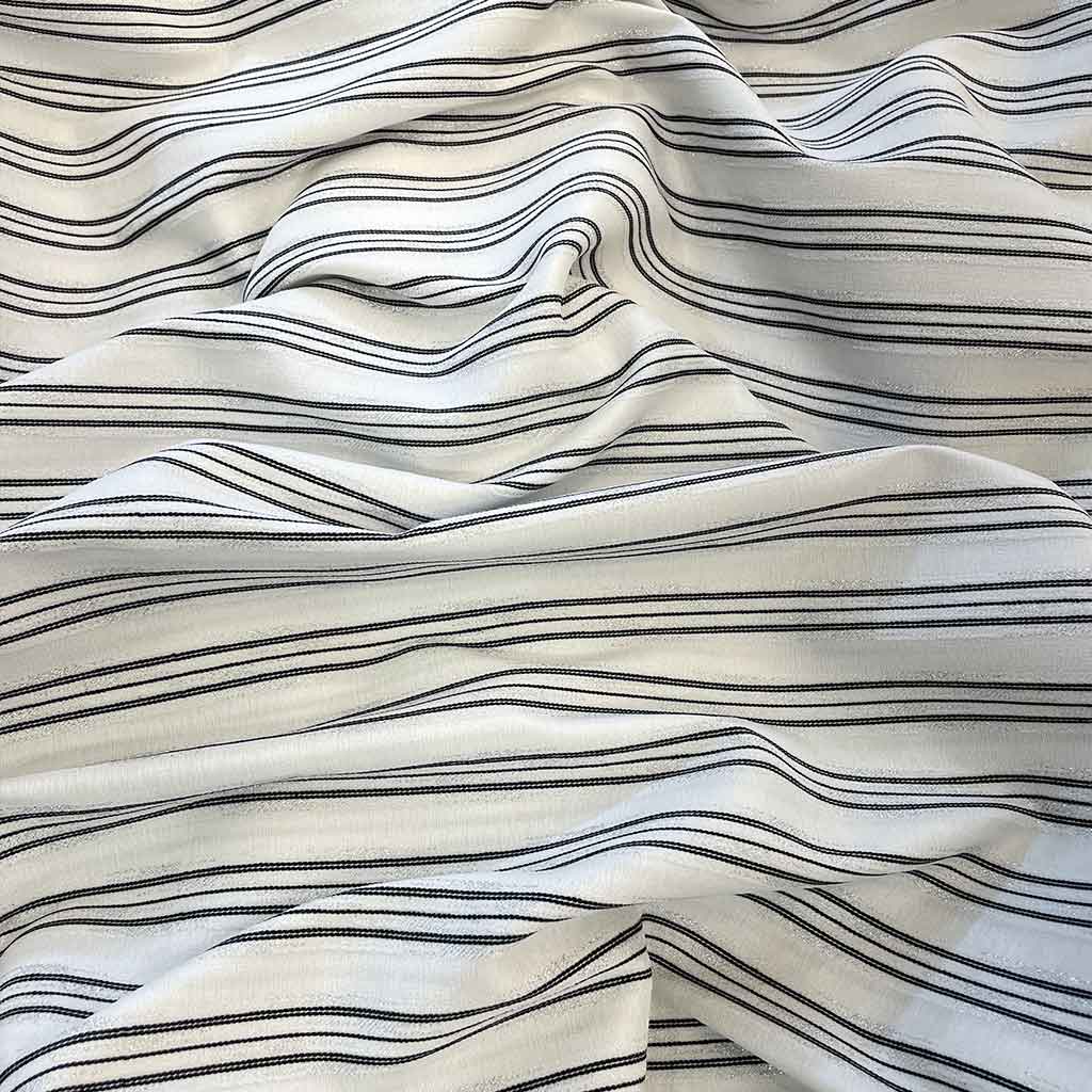 پارچه کرپ نخ راه راه سفید