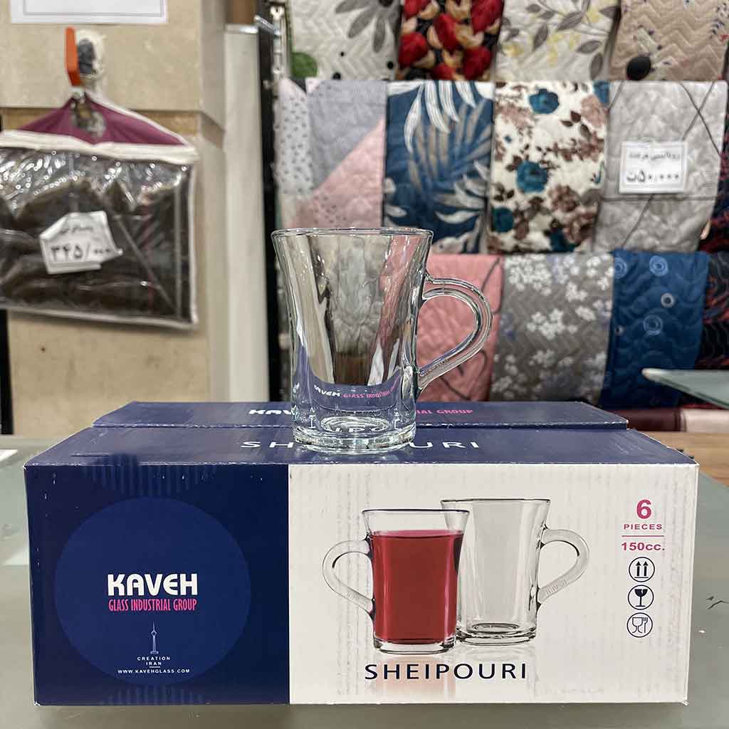 نیم لیوان بلور کاوه طرح شیپوری بسته 6 عددی