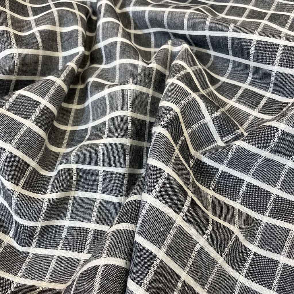 پارچه نخی مشکی 4 خانه سفید