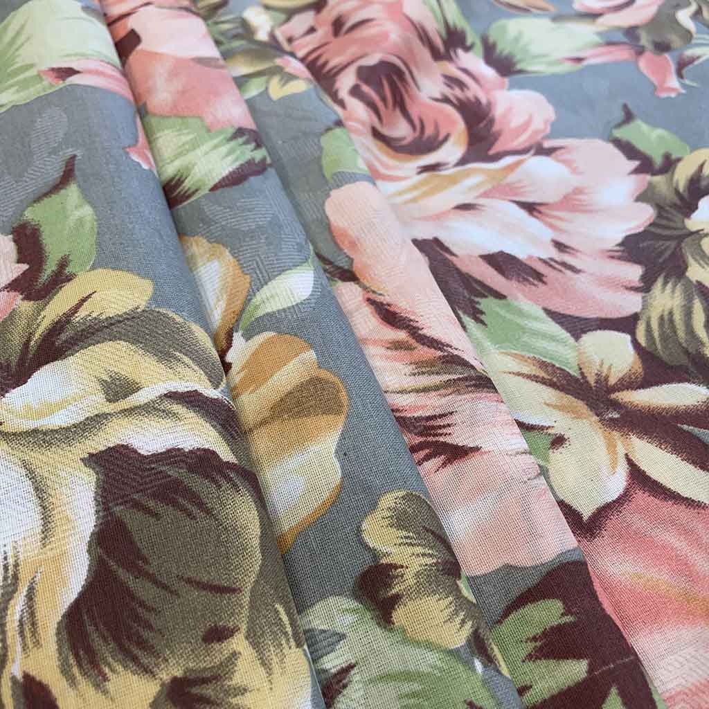 پارچه ملحفه ای طرح گل صورتی بهاری