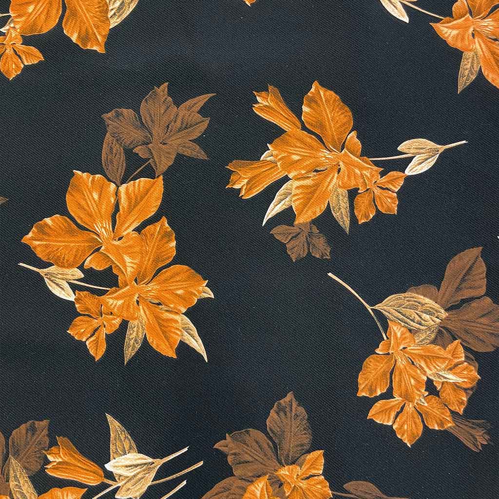 پارچه نخی طرحدار گل نارنجی