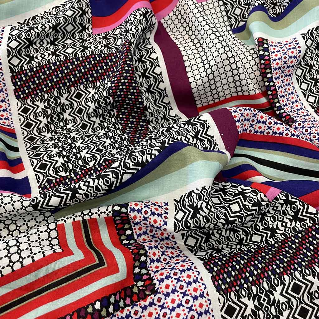 پارچه نخی رنگی شلوغ