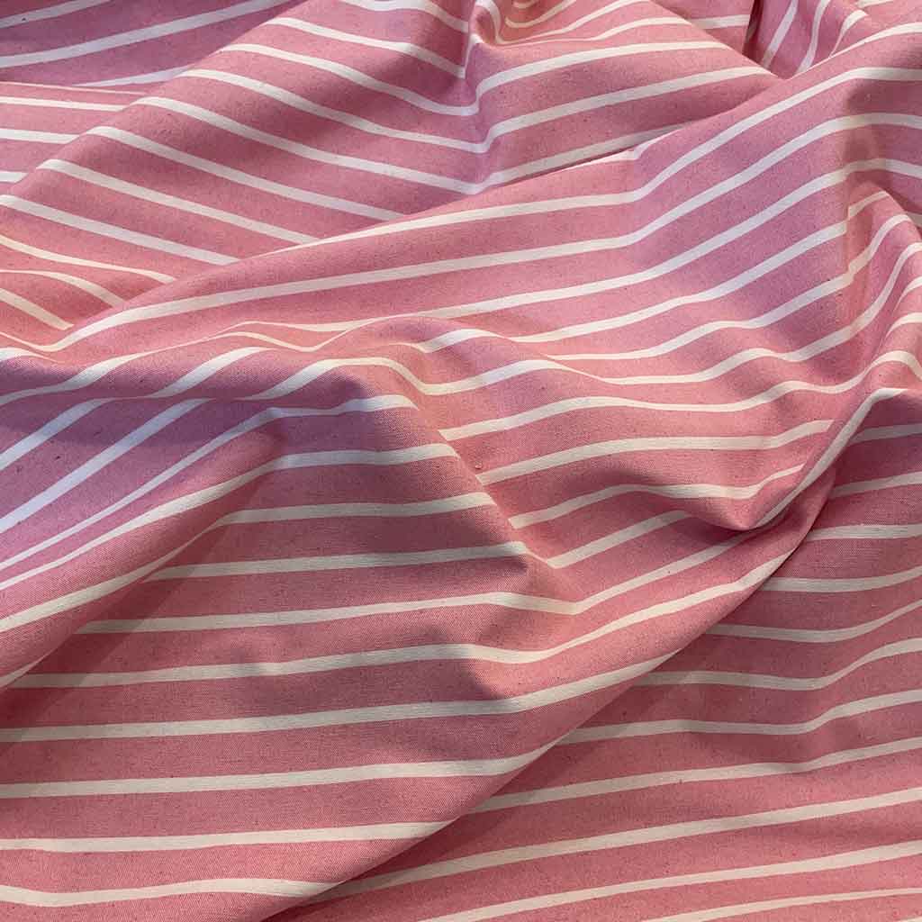 پارچه نخی صورتی راه راه