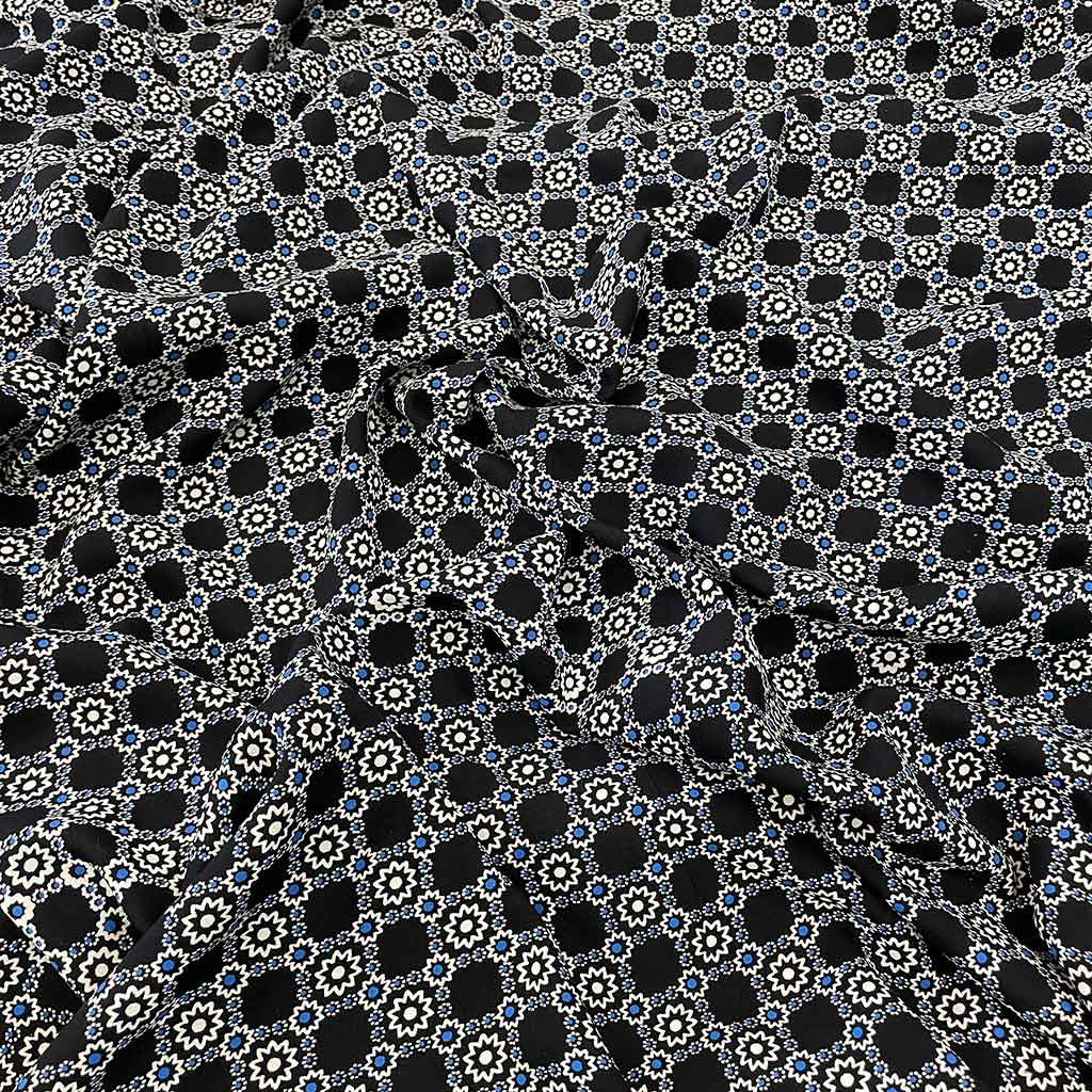 پارچه نخی گل ریز آبی