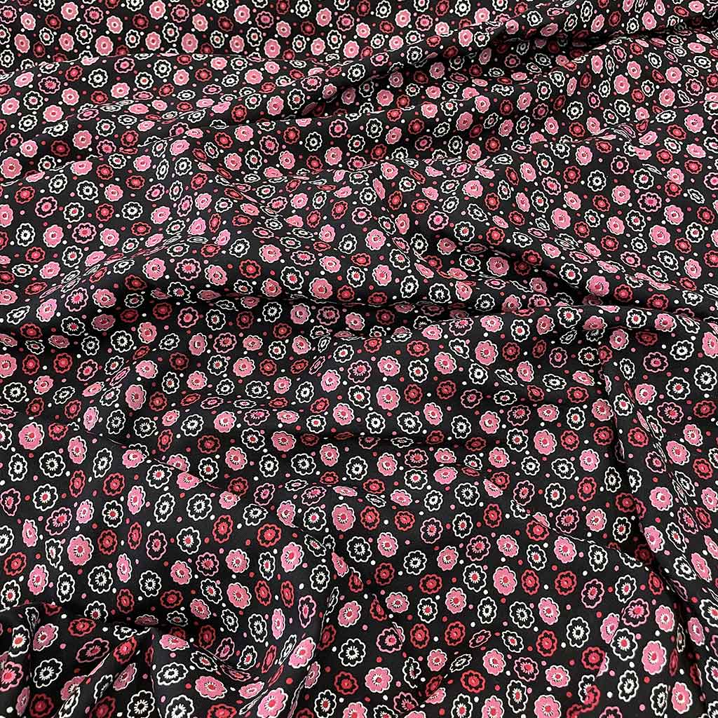 پارچه نخی گلدار صورتی کوچک