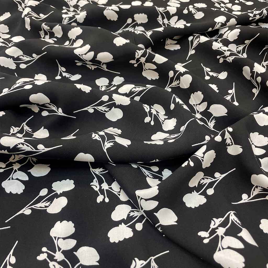 خرید پارچه نخی گرم بالا گل سفید