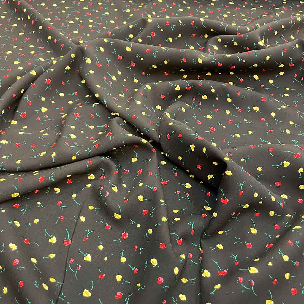 خرید پارچه نخی گرم بالا گل زرد و قرمز