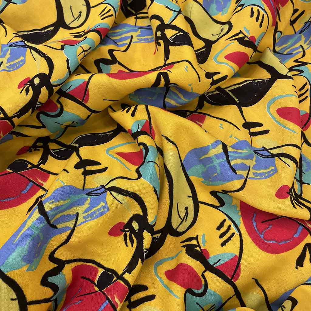 پارچه نخی فانتزی طرح شلوغ