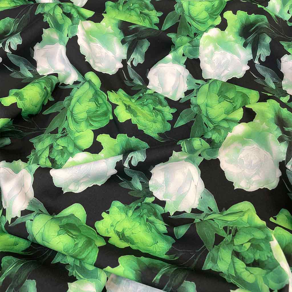 پارچه کرپ بوگاتی گل سبز