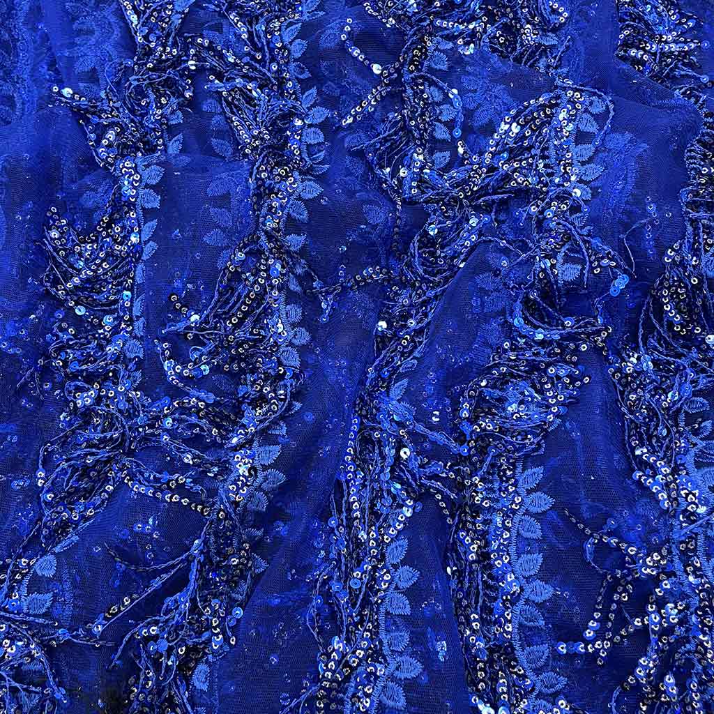 پارچه گیپور ریسه ای آبی