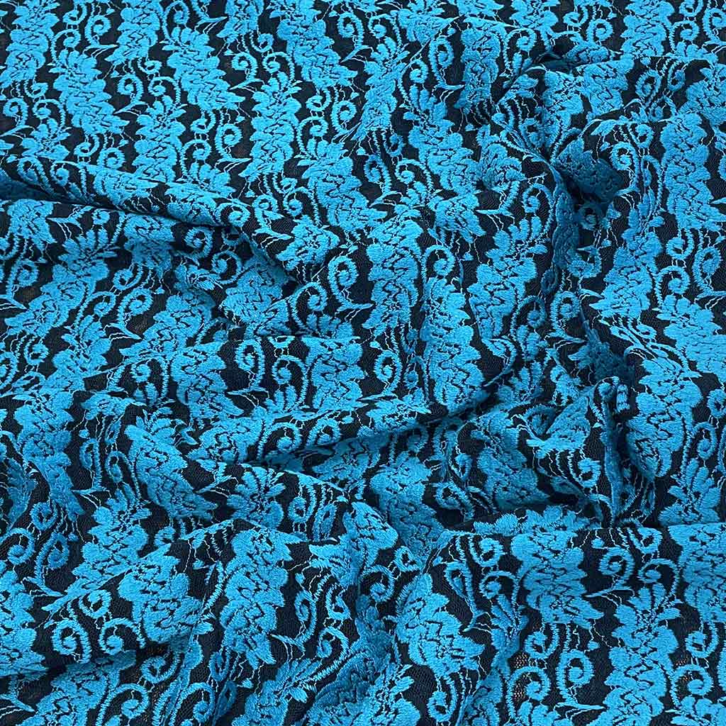 پارچه دانتل طرحدار سبزآبی