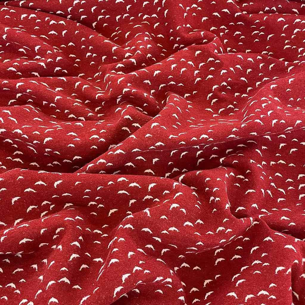 پارچه لینن قرمز طرح وال