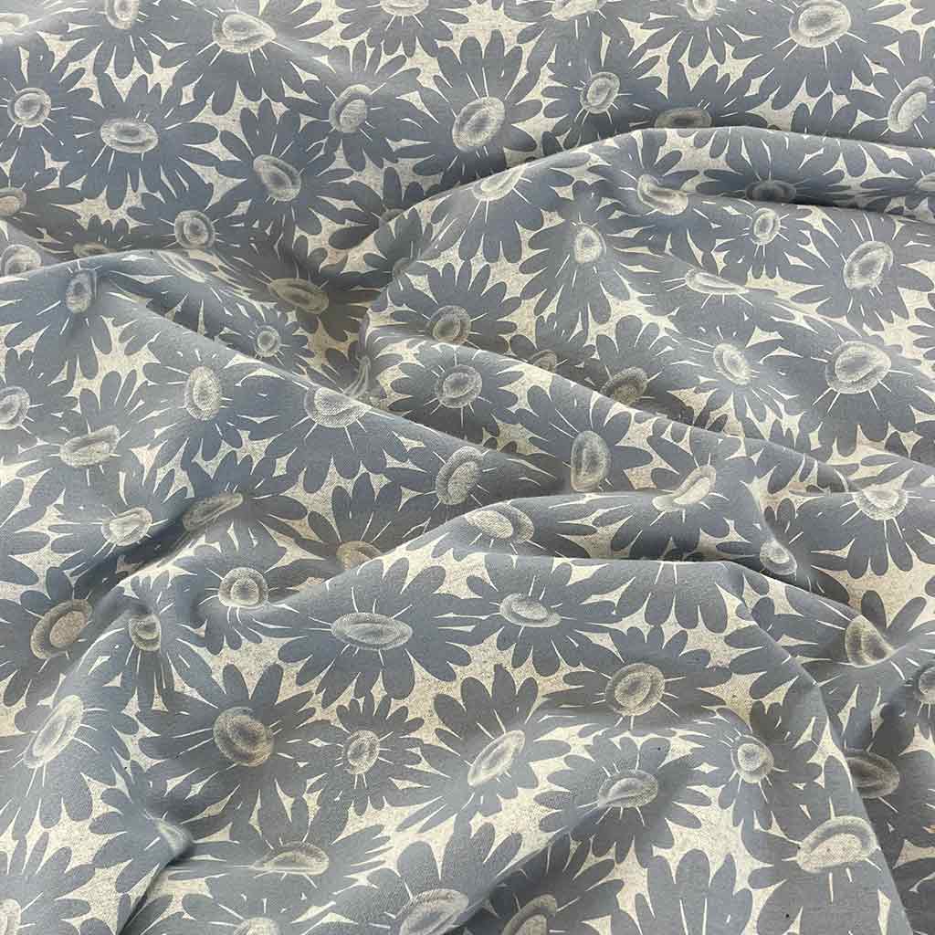 پارچه لینن طرح گل درشت طوسی