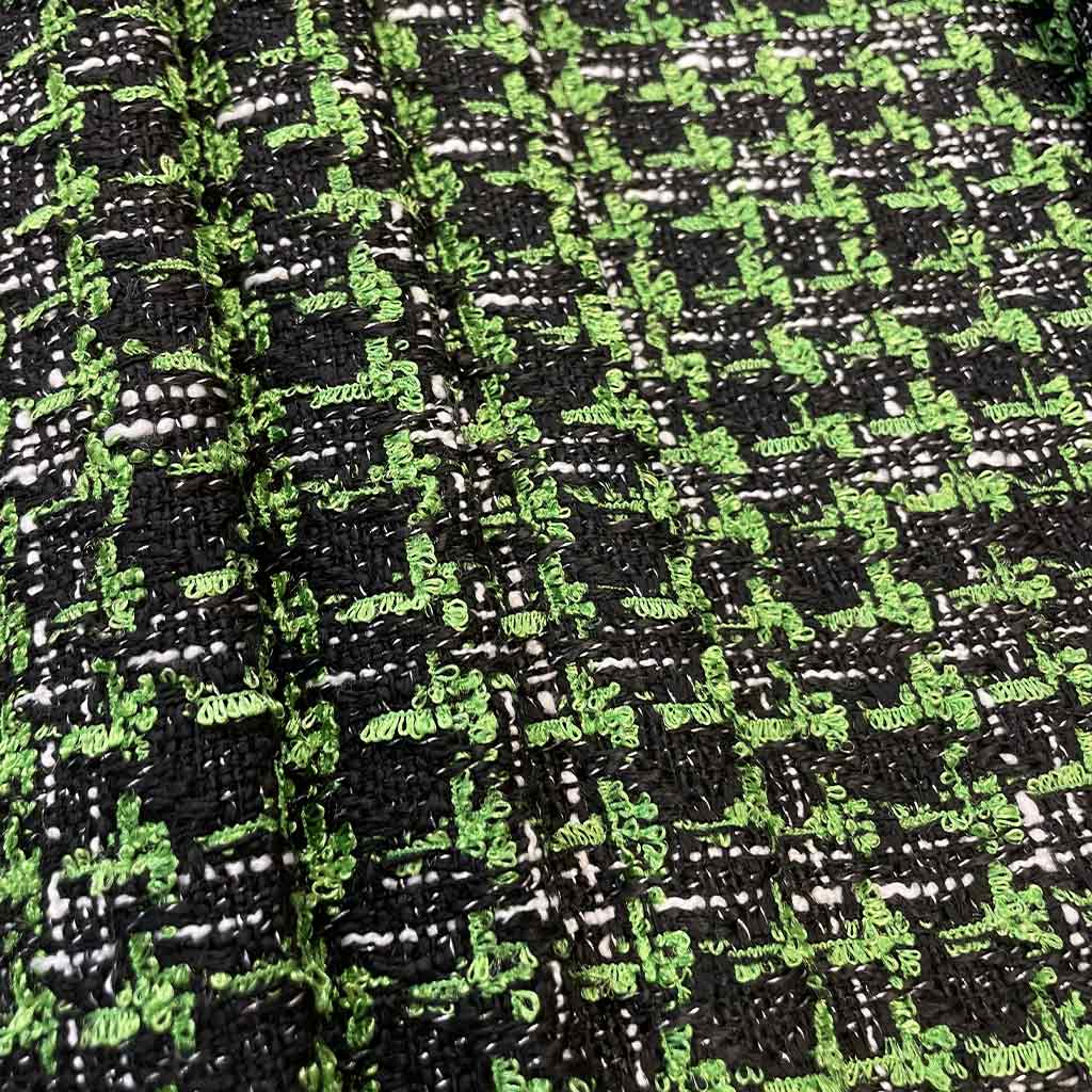 پارچه شانل چهارخانه سبز مشکی