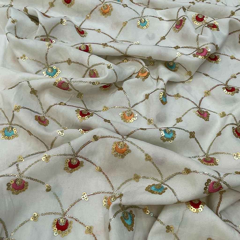 پارچه لنین نخ سوزن دوزی سفید