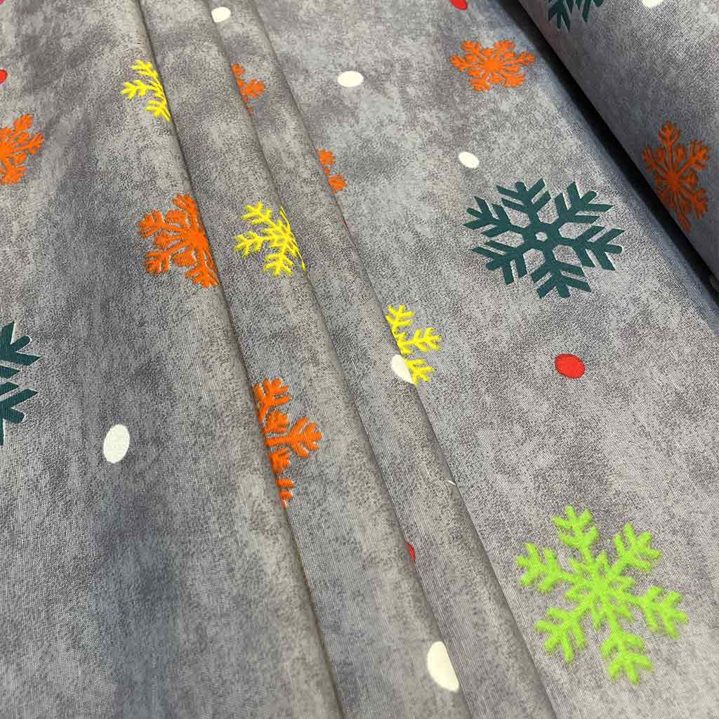 پارچه ملحفه ای طرح برف طوسی