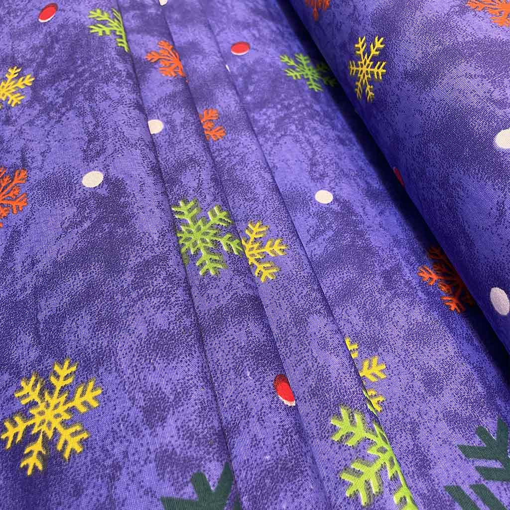 پارچه ملحفه ای طرح برف بنفش