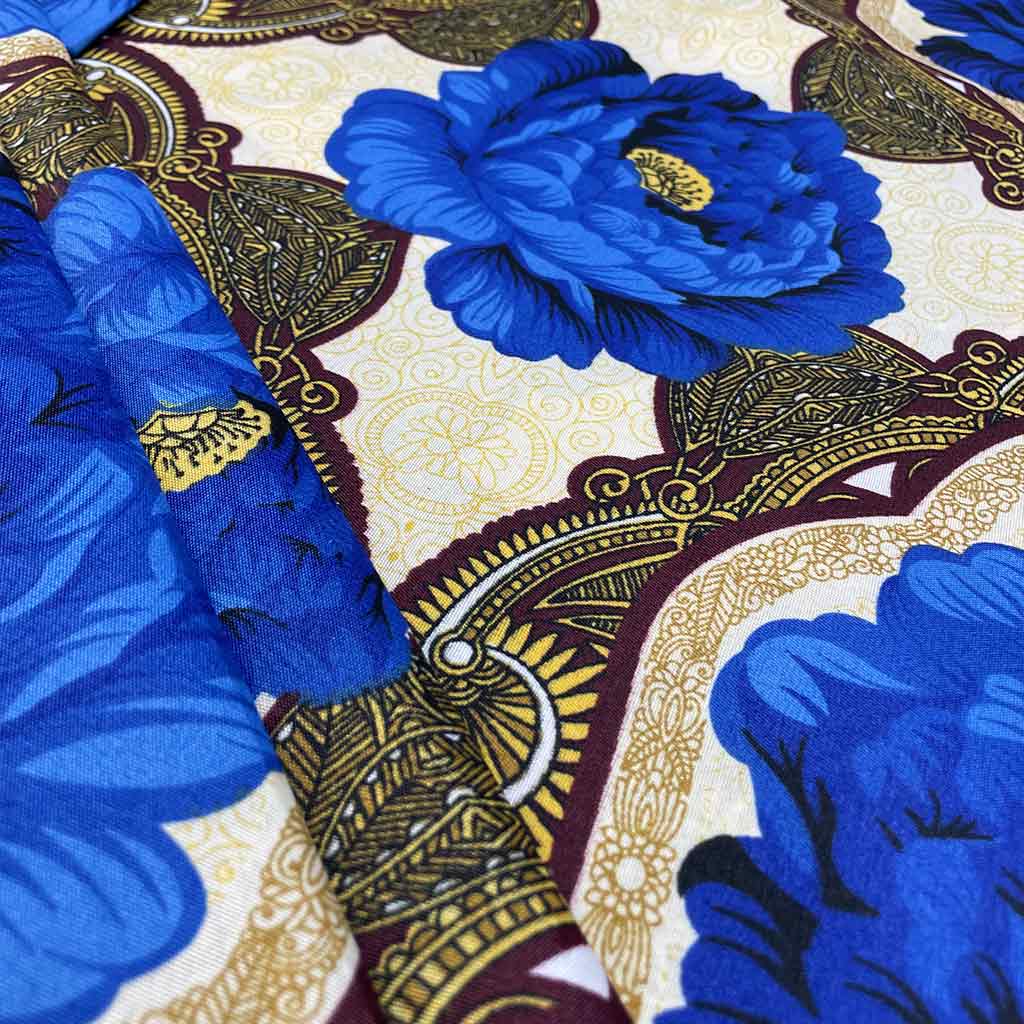 پارچه ملحفه ای گل آبی