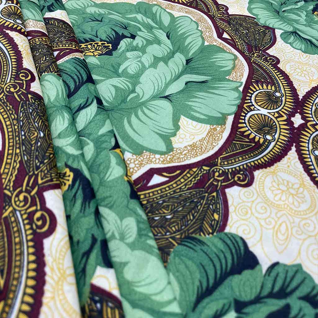 پارچه ملحفه ای گل سبز