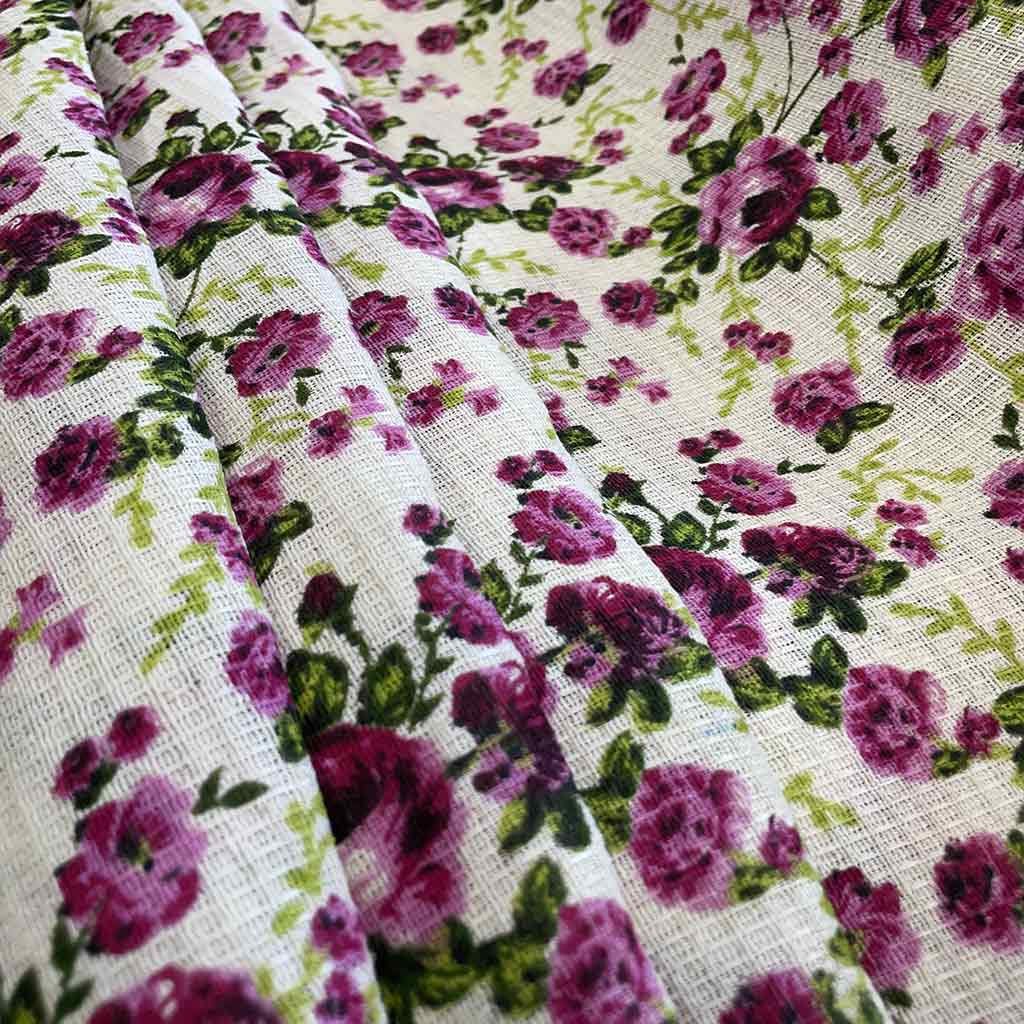 پارچه آشپزخانه ای طرح گل بنفش