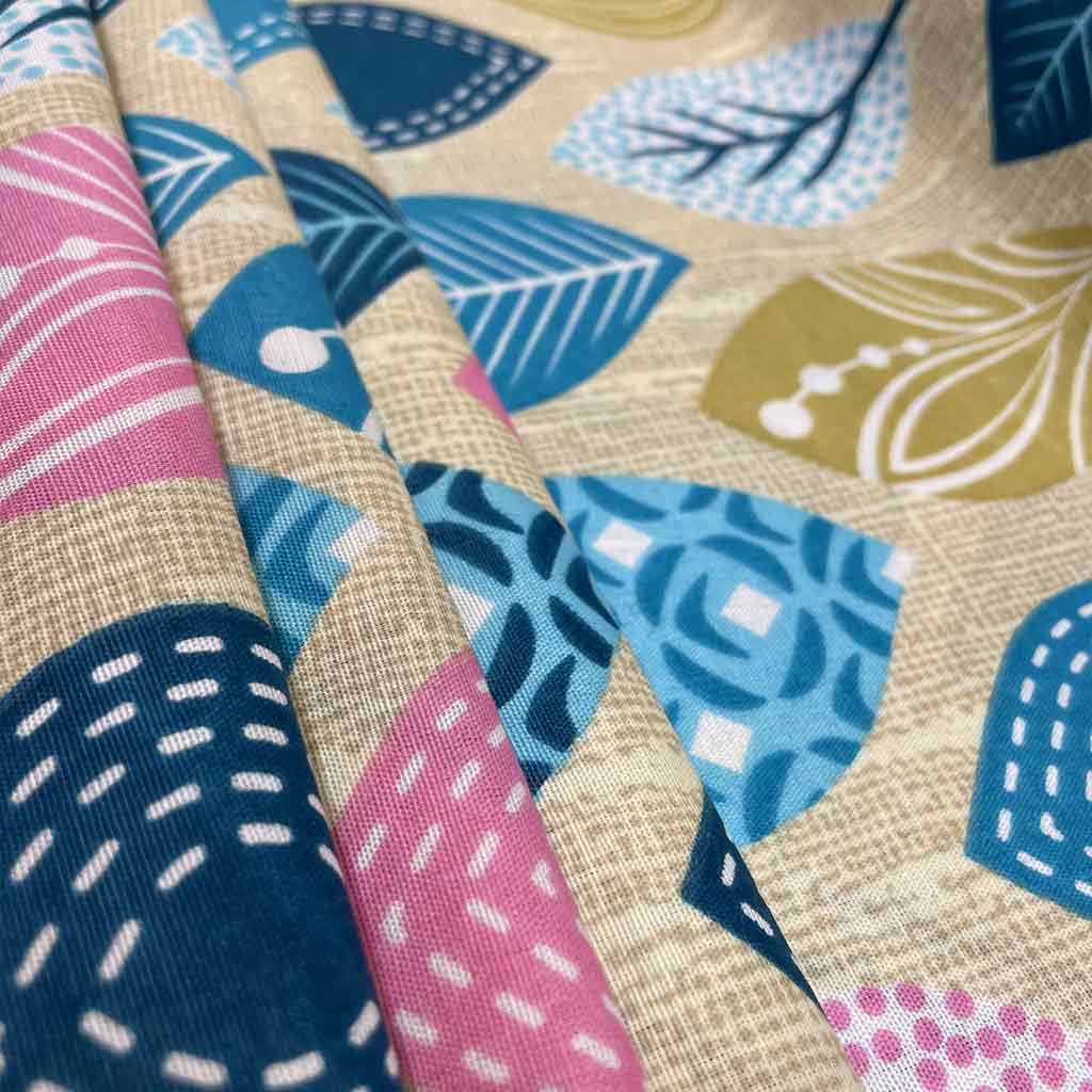 پارچه ملحفه ای طرح برگ آبی