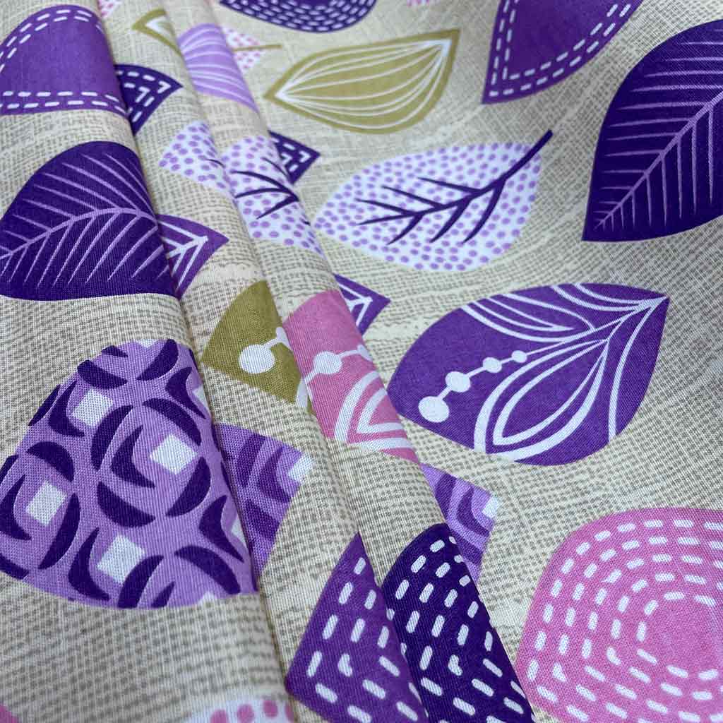 پارچه ملحفه ای طرح برگ بنفش