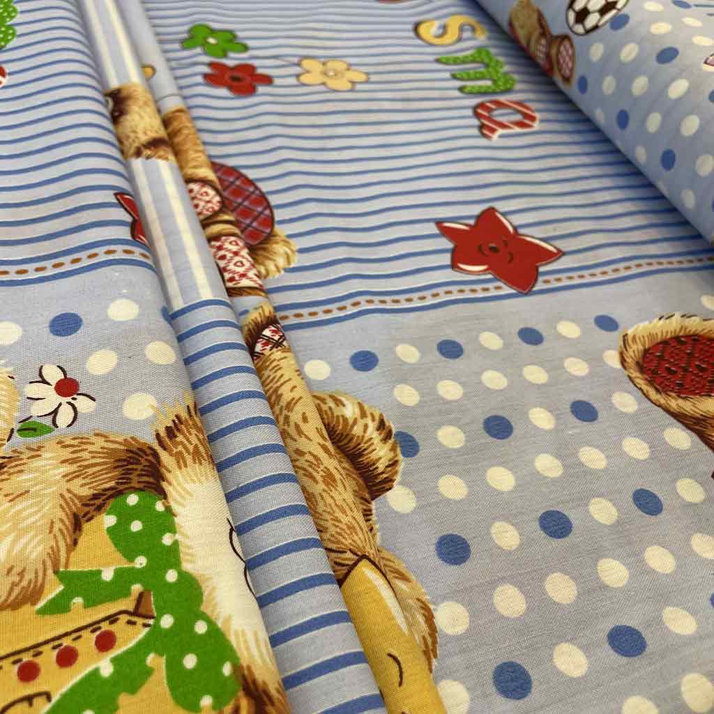 پارچه ملحفه ای بچگانه خرسی آبی