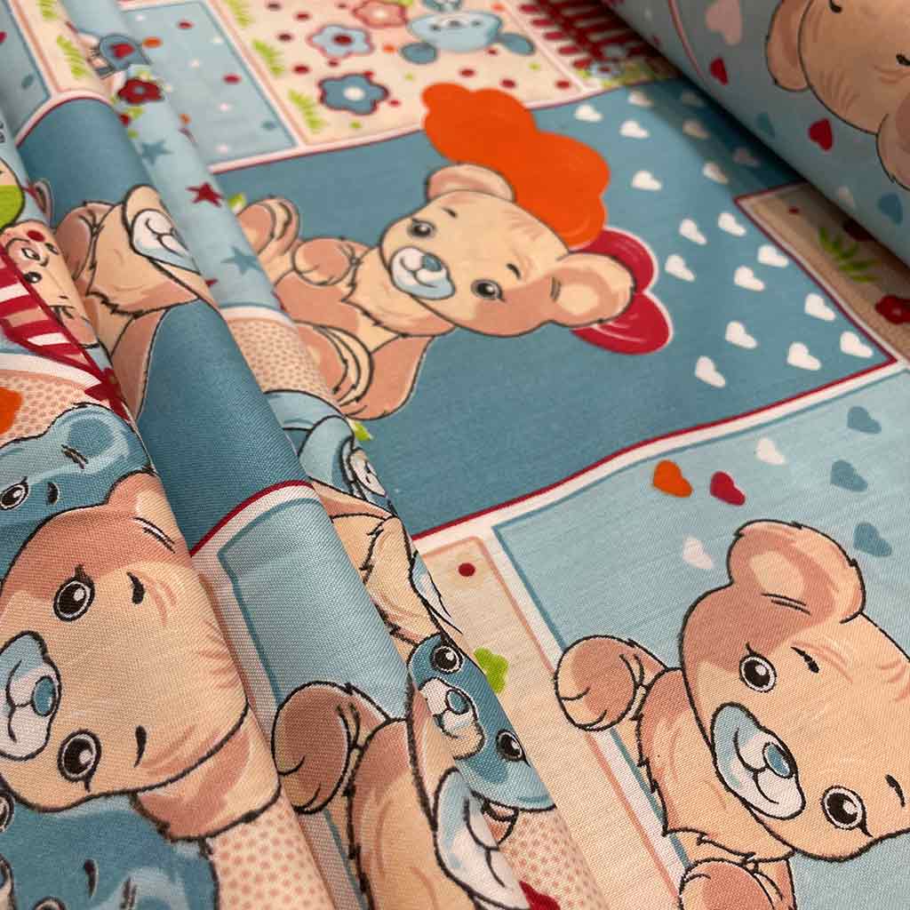 پارچه ملحفه ای بچگانه خرسی کیوت آبی