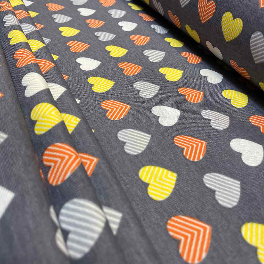 پارچه ملحفه ای قلب زرد و نارنجی