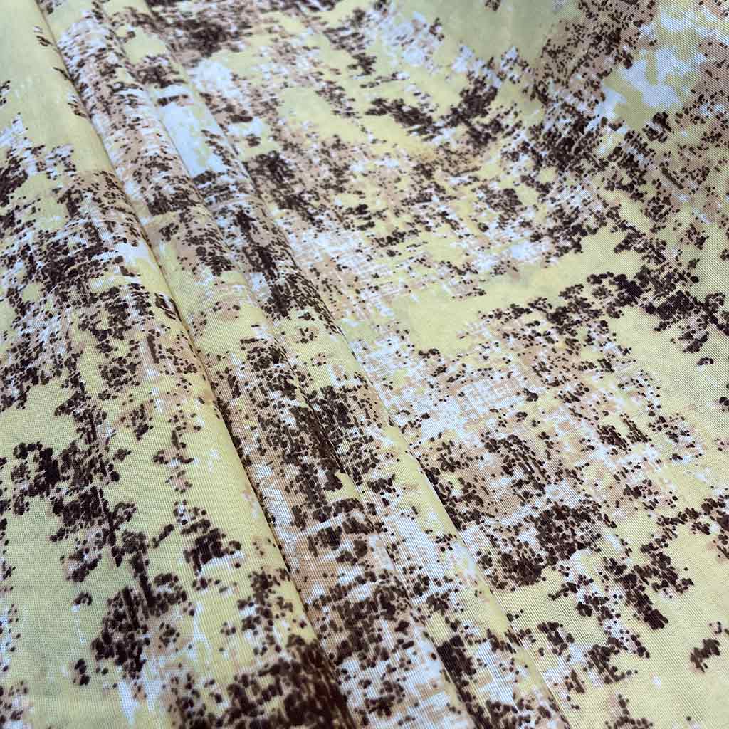 پارچه ملحفه ای طرح درهم زرد و قهوه ای