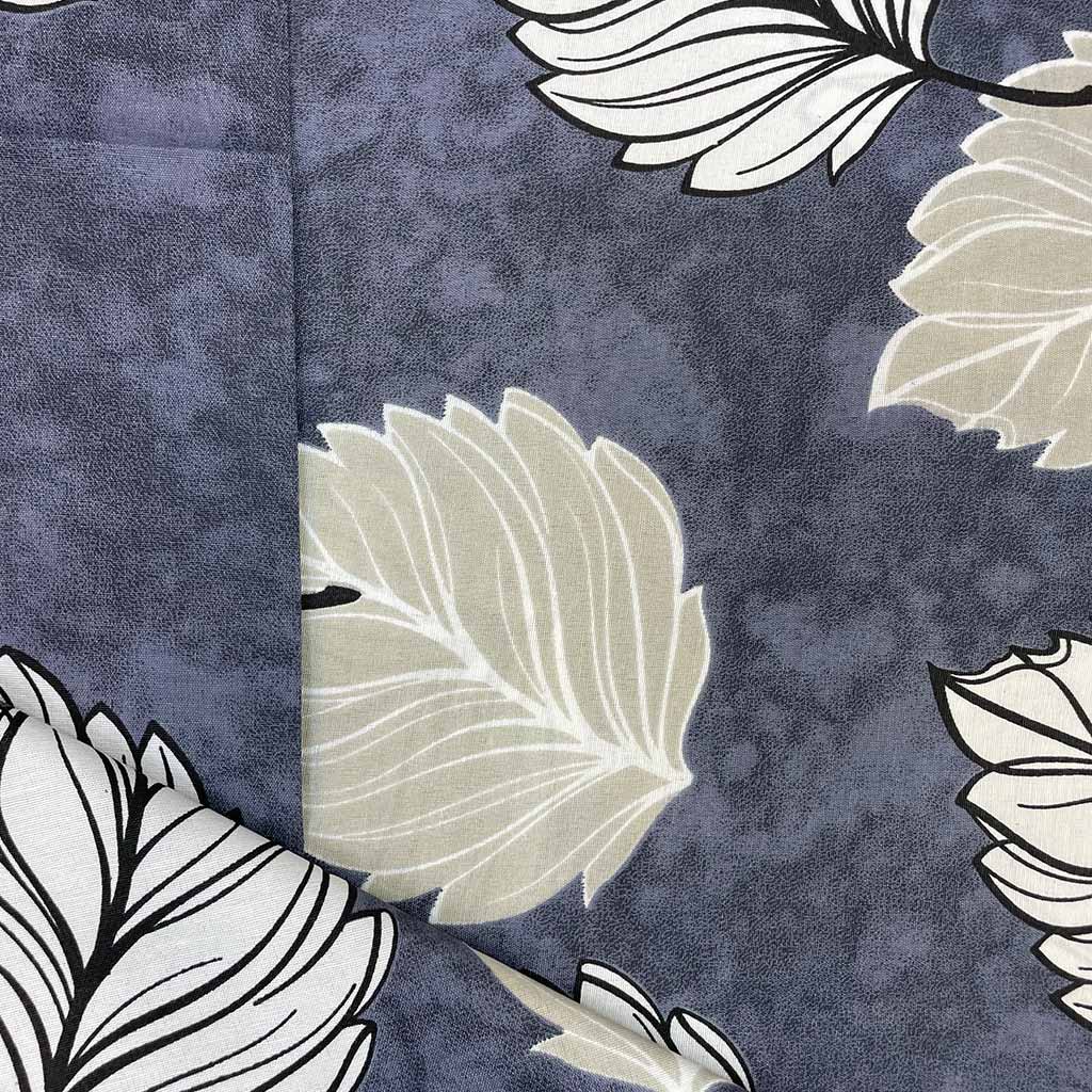 پارچه ملحفه ای طرح برگ سورمه ای 2 رنگ