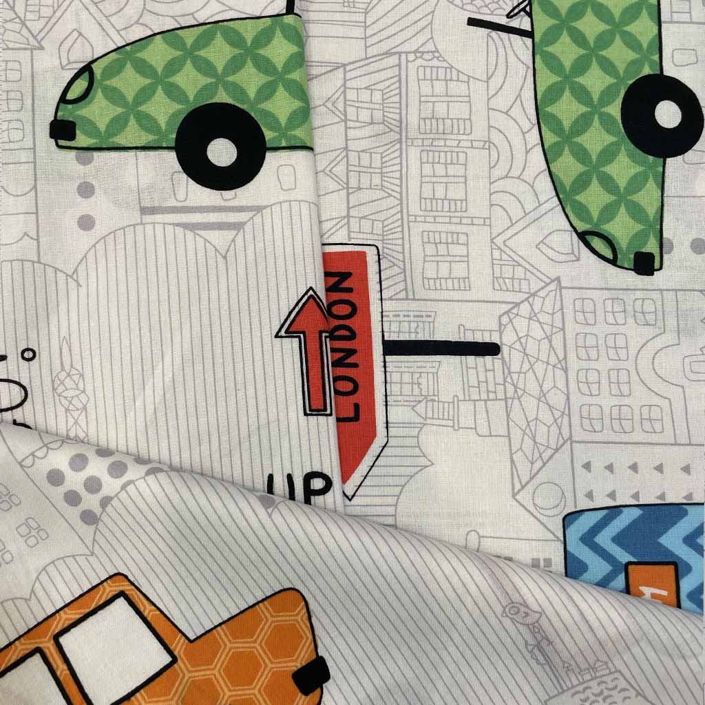 پارچه ملحفه ای طرح ماشین رنگی