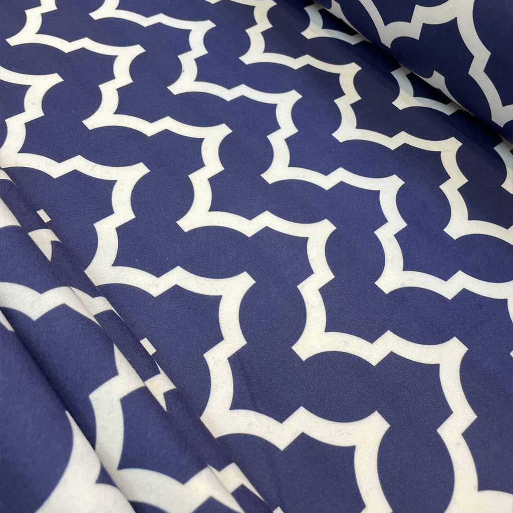 پارچه مخمل طرحدار سورمه ای راه دار